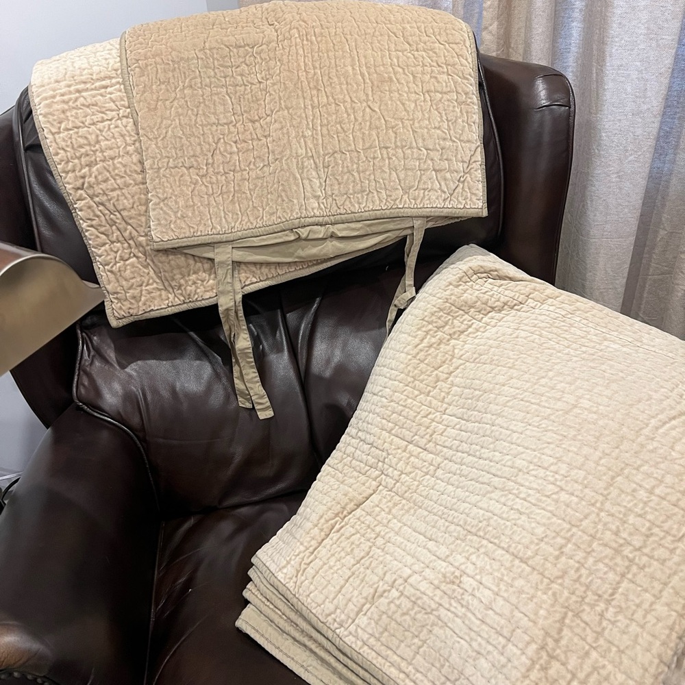 Pottery Barn Quilted Bedding Set in Beige